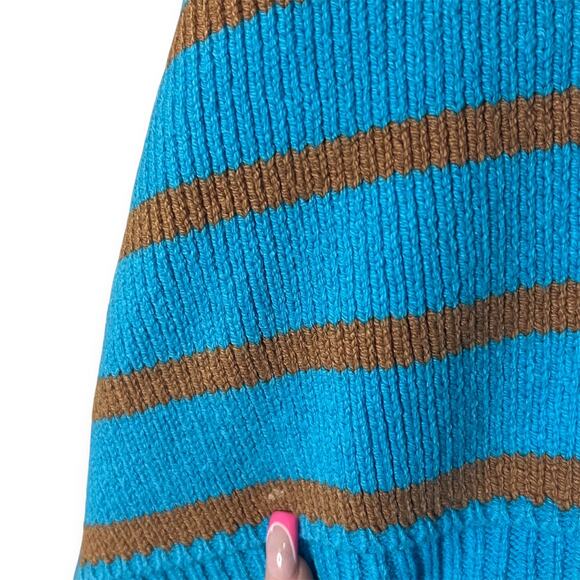 Free People Blue Striped Oversized Knit Sweater Pullover Long Sleeve Sz Small - Picture 6 of 10